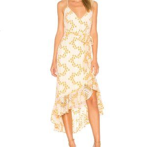 Lovers and Friends Bridget Midi Floral Lace Dress Ivory and Orange